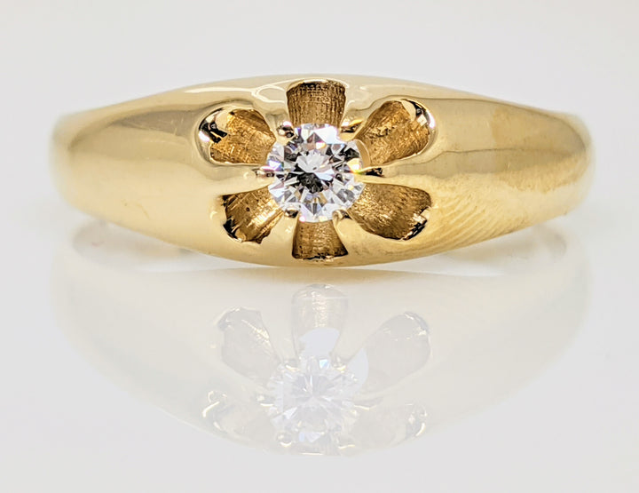 14K .10 CARAT TOTAL SI2 H DIAMOND ROUND BELCHER STYLE SOLITAIRE ESTATE RING 3.4 GRAMS