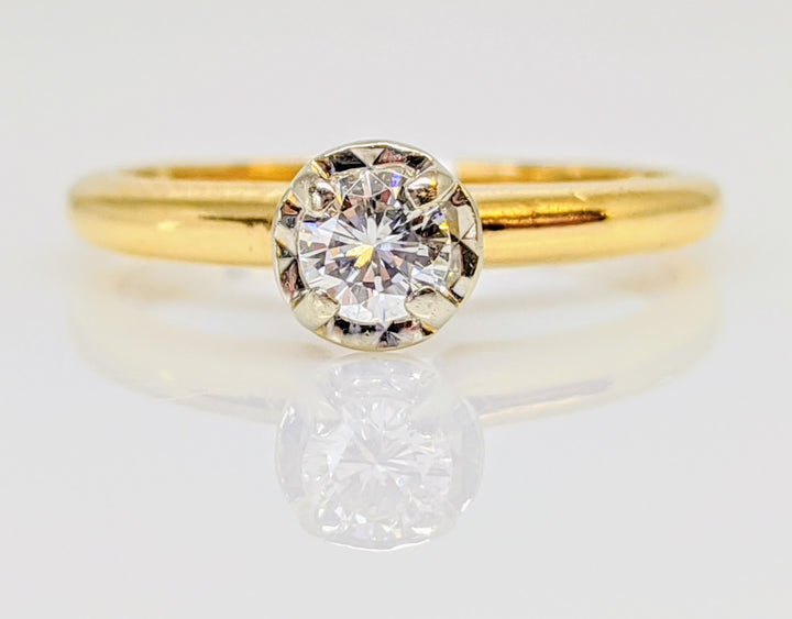 14K .15 CARAT TOTAL SI I DIAMOND ROUND ILLUSION HEAD SOLITAIRE ESTATE RING 1.7 GRAMS