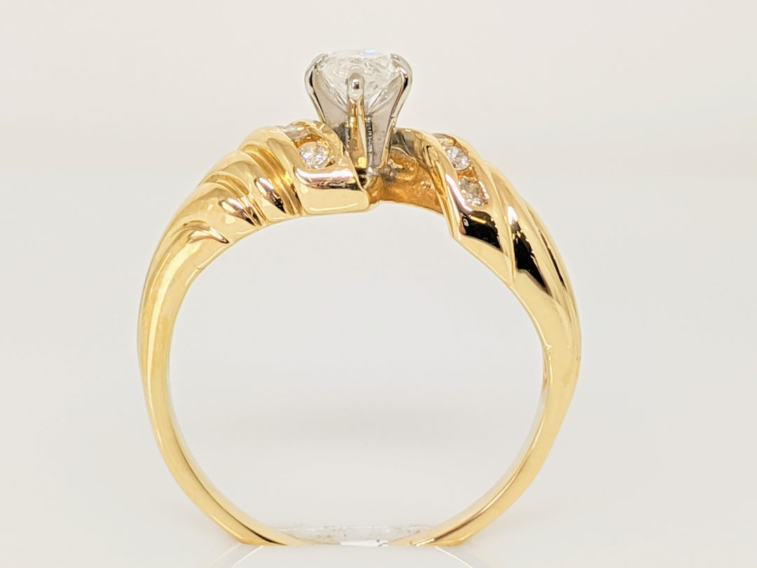 14K .71 CARAT TOTAL WEIGHT I2 F DIAMOND MARQUISE WITH (8) ROUND ESTATE RING 3.9 GRAMS