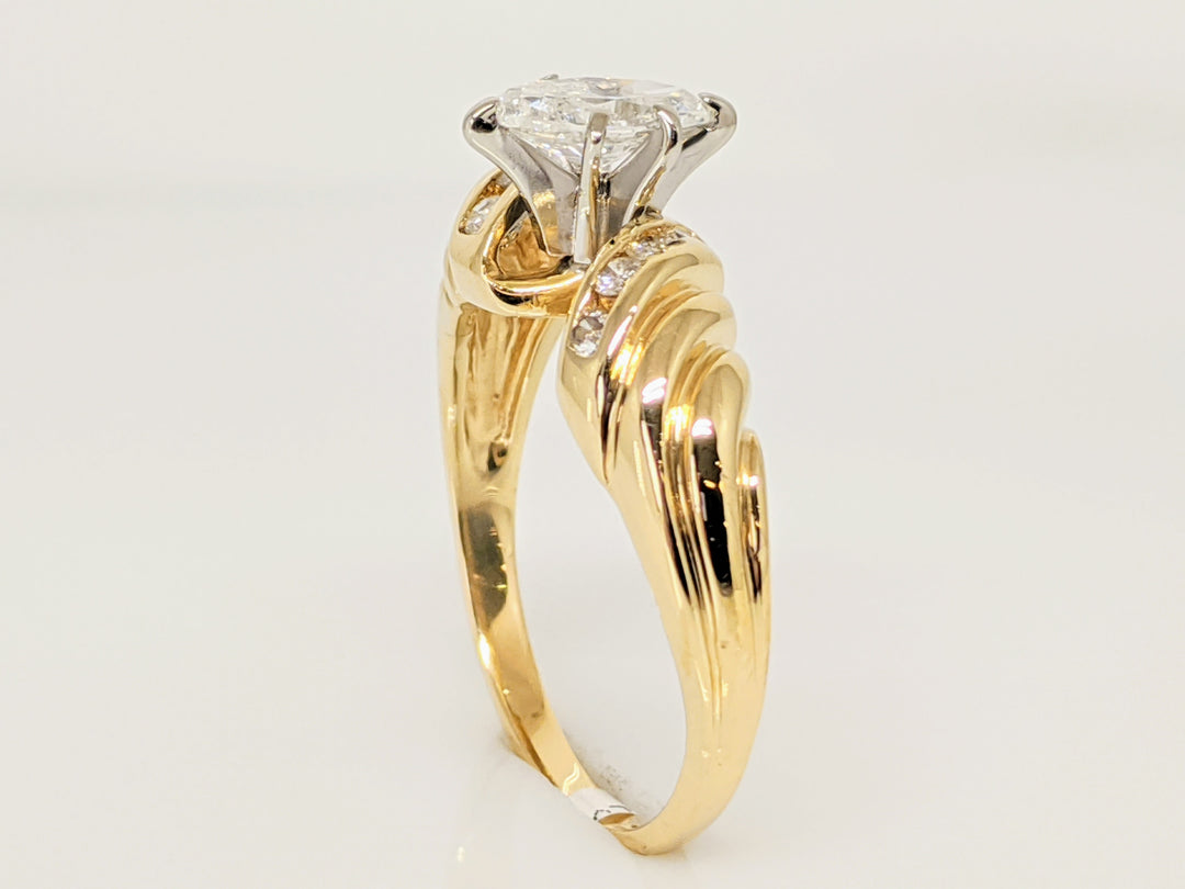 14K .71 CARAT TOTAL WEIGHT I2 F DIAMOND MARQUISE WITH (8) ROUND ESTATE RING 3.9 GRAMS