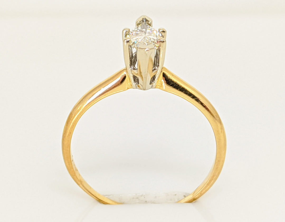 14K .41 CARAT TOTAL SI2 F DIAMOND MARQUISE CUT SOLITAIRE ESTATE RING 1.5 GRAMS