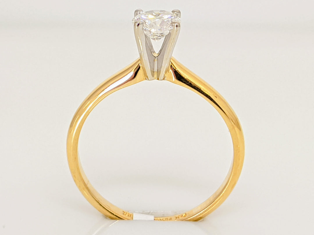 14K .50 CARAT TOTAL I1 F DIAMOND ROUND 4-PRONG SOLITAIRE ESTATE RING 2.1 GRAMS