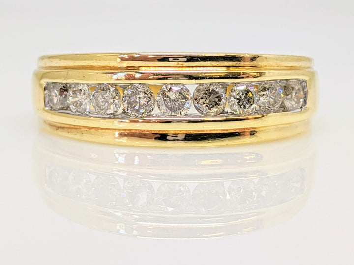 14K .63 CARAT TOTAL WEIGHT I1 J-L DIAMOND ROUND (9) CHANNEL SET ESTATE BAND 7.0 GRAMS