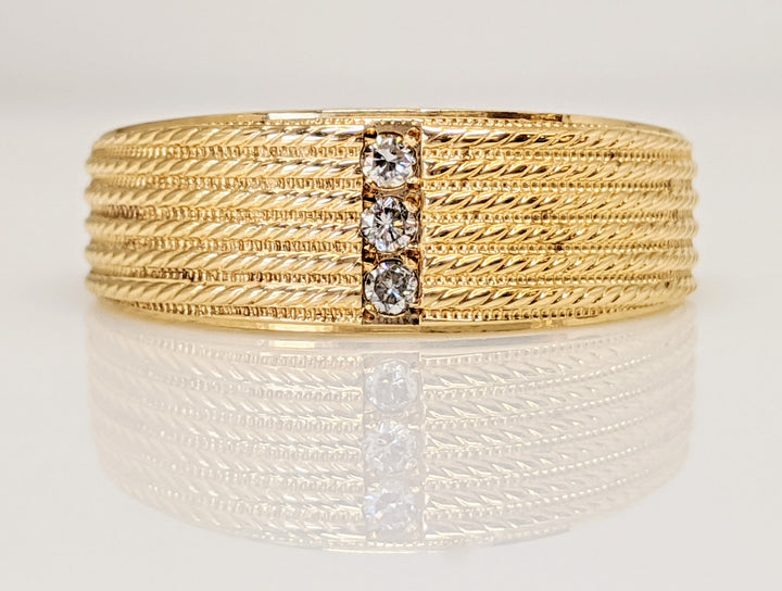 14K DIAMOND ROUND (3) MELEE BEADED ESTATE BAND