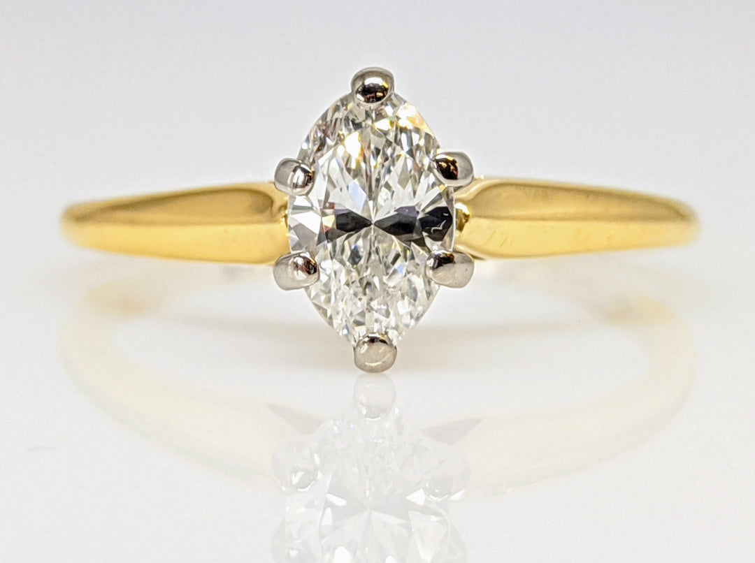 14K .51 CARAT TOTAL SI2 G DIAMOND MARQUISE CUT SOLITAIRE ESTATE RING 2.1 GRAMS