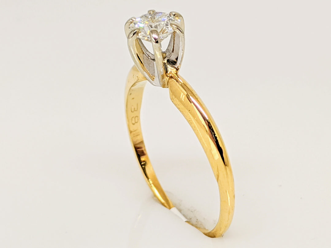 14K .38 CARAT TOTAL I1 I DIAMOND ROUND 6-PRONG SOLITAIRE ESTATE RING 1.6 GRAMS