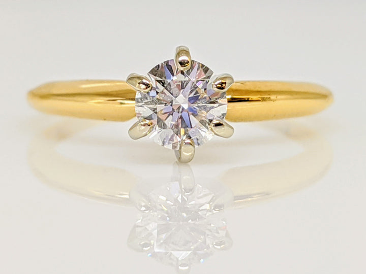 14K .38 CARAT TOTAL I1 I DIAMOND ROUND 6-PRONG SOLITAIRE ESTATE RING 1.6 GRAMS