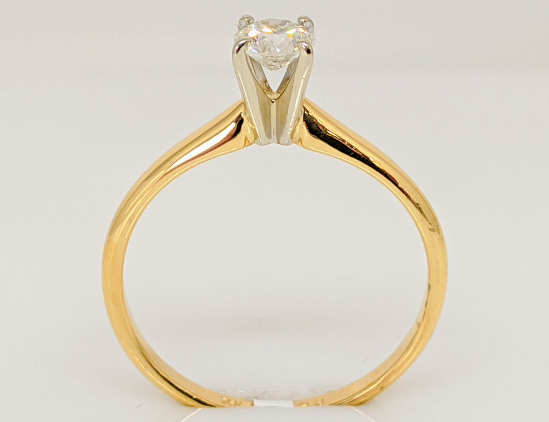 14K .34 CARAT TOTAL I1 I DIAMOND ROUND 4-PRONG SOLITAIRE ESTATE RING 2.0 GRAMS