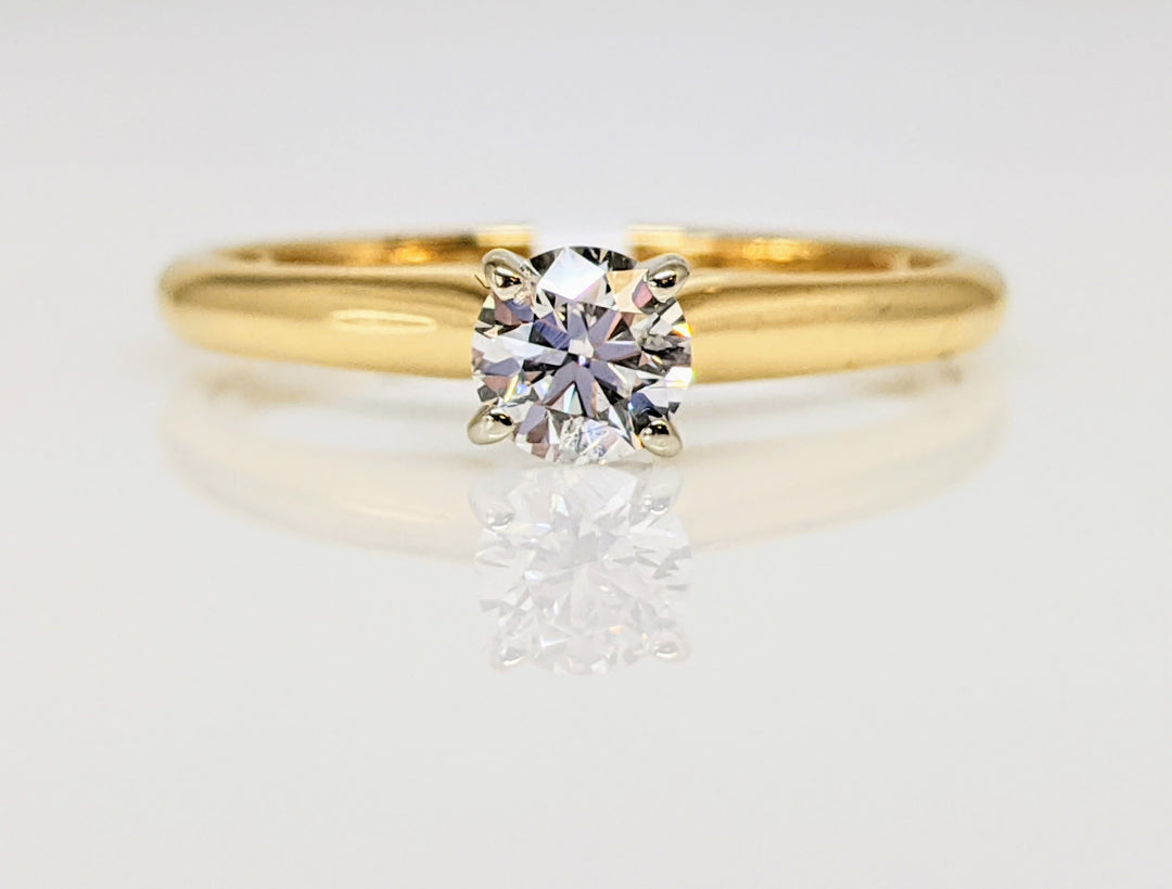 14K .34 CARAT TOTAL I1 I DIAMOND ROUND 4-PRONG SOLITAIRE ESTATE RING 2.0 GRAMS