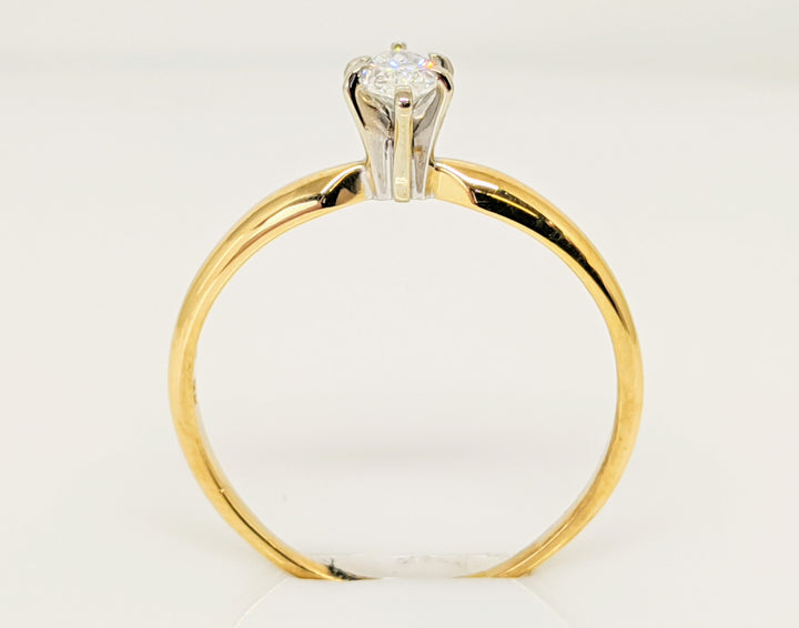 14K .34 CARAT TOTAL WEIGHT SI2 G DIAMOND MARQUISE CUT SOLITAIRE ESTATE RING 1.7 GRAMS