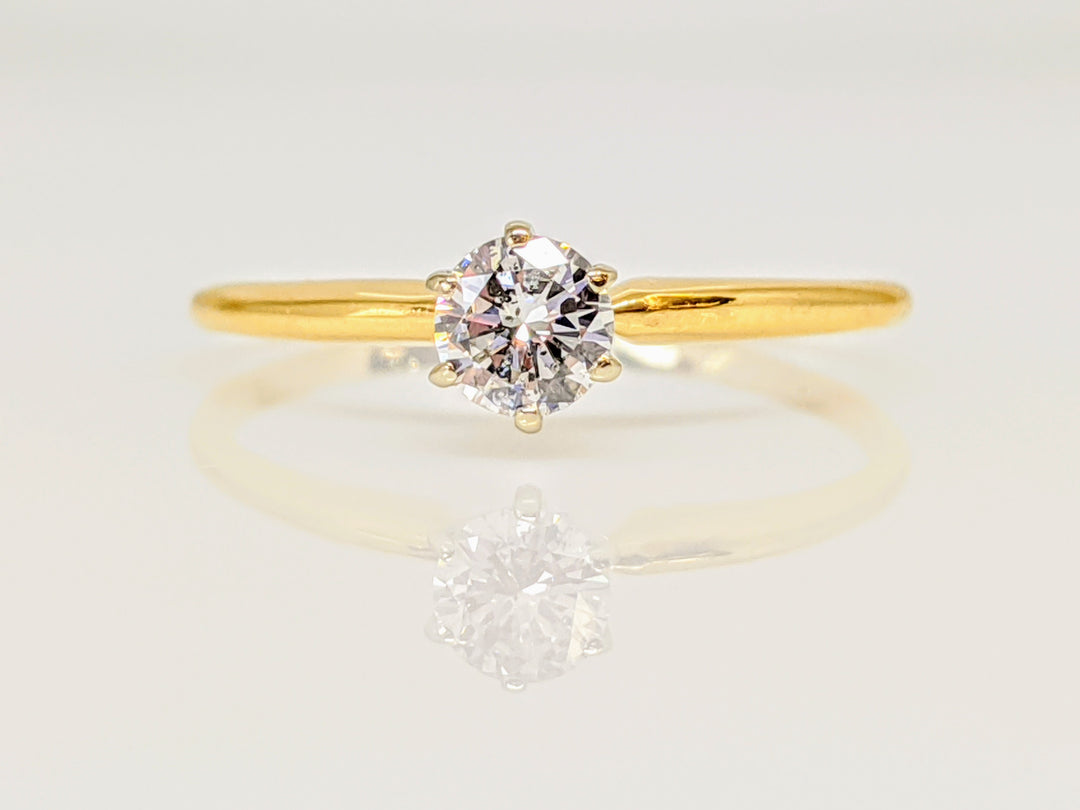 14K .33 CARAT TOTAL I1 H DIAMOND ROUND 6-PRONG SOLITAIRE ESTATE RING