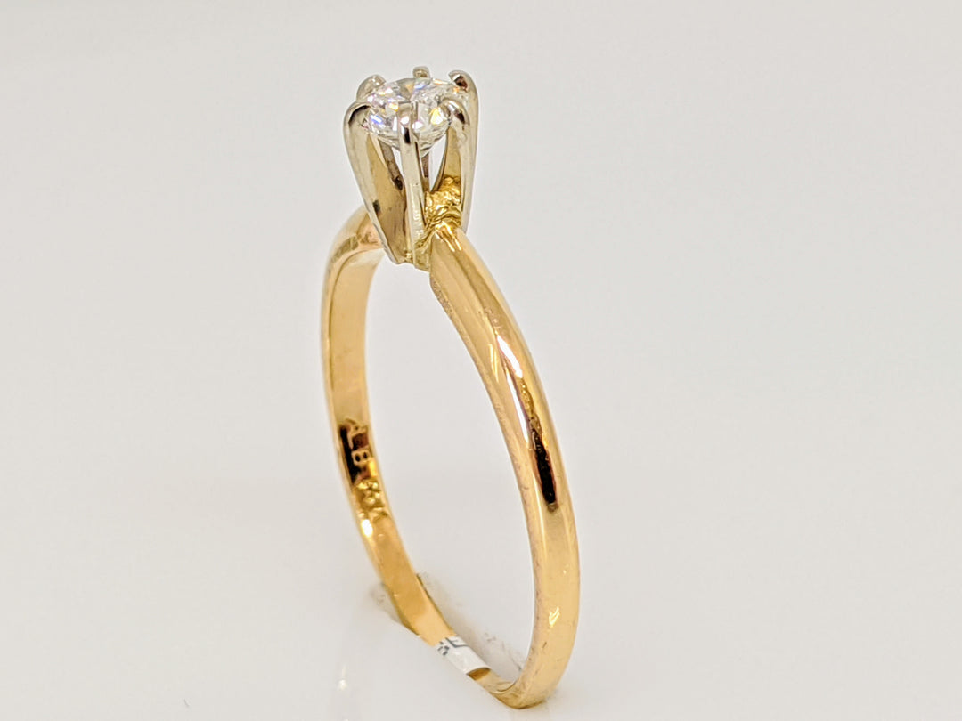 14K .20 CARAT TOTAL VS1 G DIAMOND ROUND SOLITAIRE ESTATE RING 1.3 GRAMS