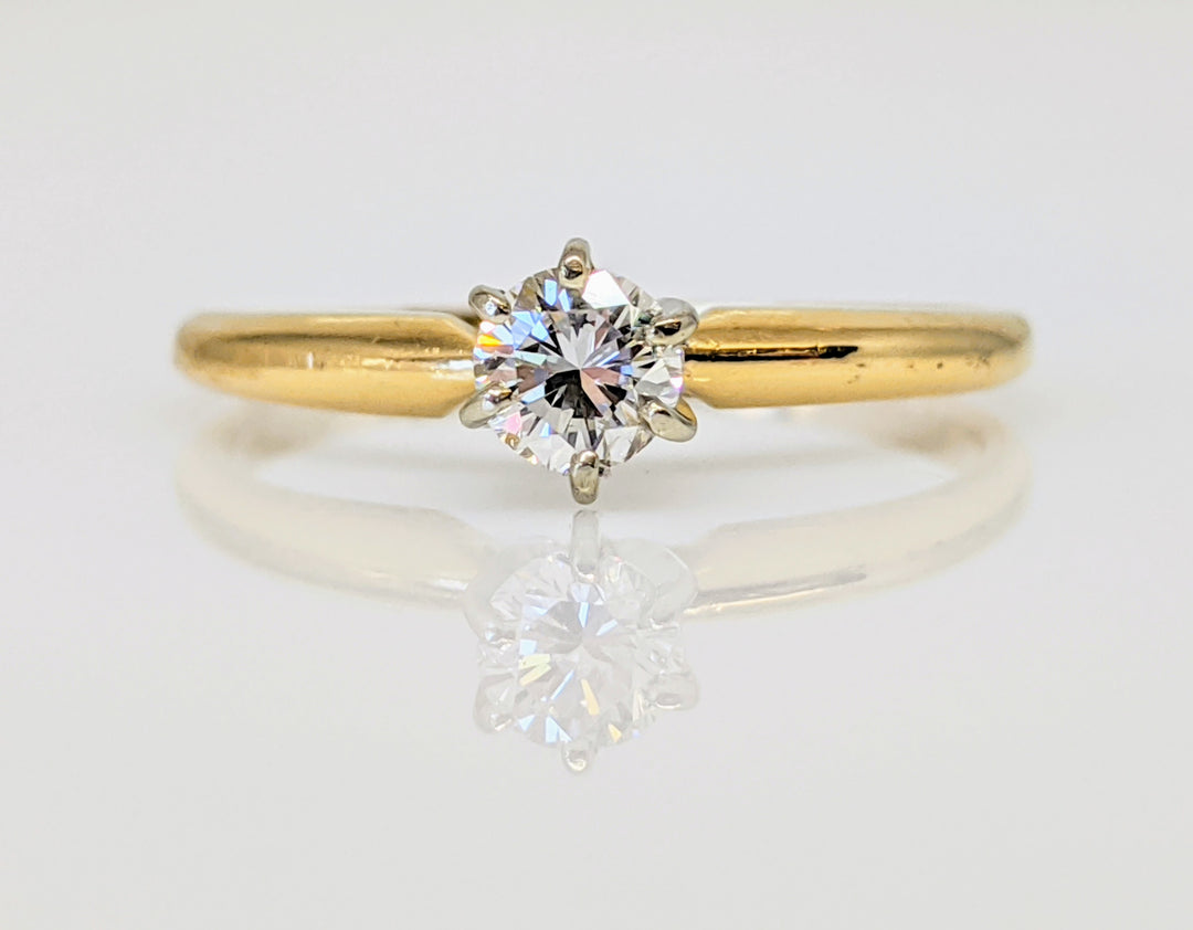 14K .20 CARAT TOTAL VS1 G DIAMOND ROUND SOLITAIRE ESTATE RING 1.3 GRAMS