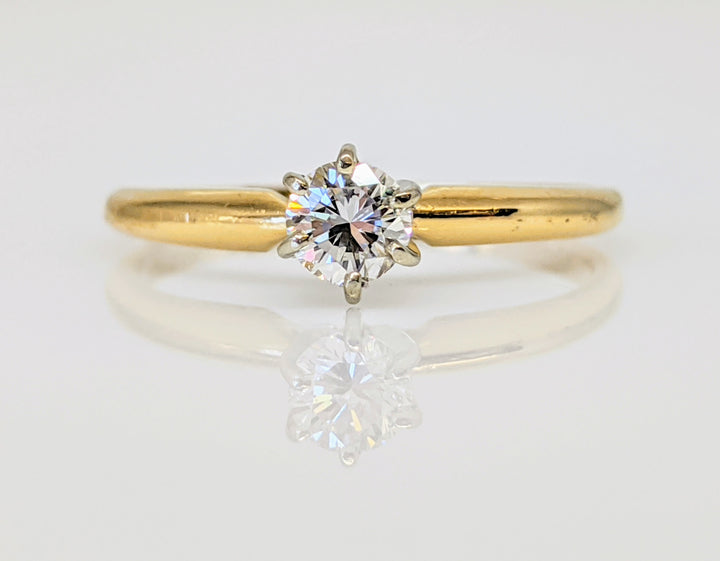 14K .20 CARAT TOTAL VS1 G DIAMOND ROUND SOLITAIRE ESTATE RING 1.3 GRAMS