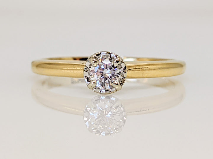 14K .15 CARAT TOTAL SI2 G DIAMOND ROUND ILLUSION HEAD SOLITAIRE ESTATE RING