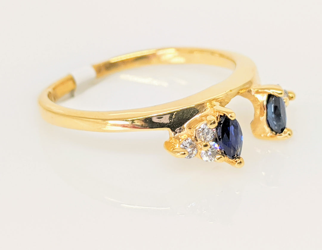 14K SAPPHIRE MARQUISE (2) WITH .12 CARAT TOTAL WEIGHT I1 I DIAMOND ROUND (6) ESTATE WRAP 2.1 GRAMS