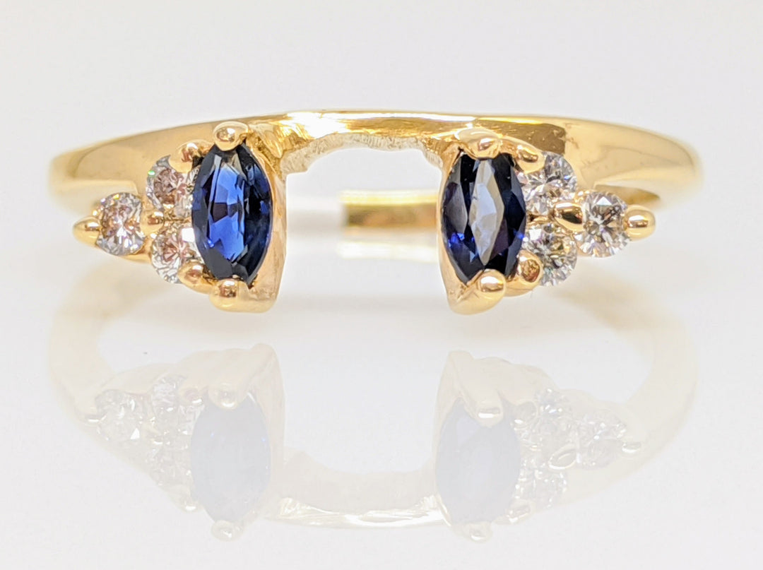 14K SAPPHIRE MARQUISE (2) WITH .12 CARAT TOTAL WEIGHT I1 I DIAMOND ROUND (6) ESTATE WRAP 2.1 GRAMS