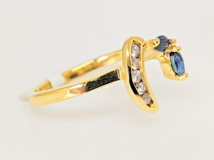 14K SAPPHIRE MARQUISE CUT (2) WITH (5) DIAMOND MELEE ESTATE WRAP 2.5 GRAMS