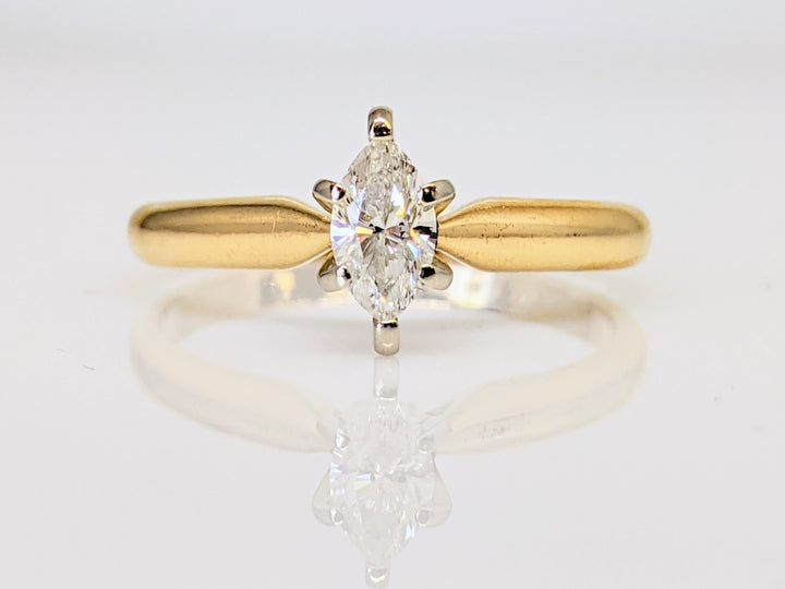 14K .33 CARAT TOTAL SI1 I DIAMOND MARQUISE CUT SOLITAIRE ESTATE RING 2.4 GRAMS