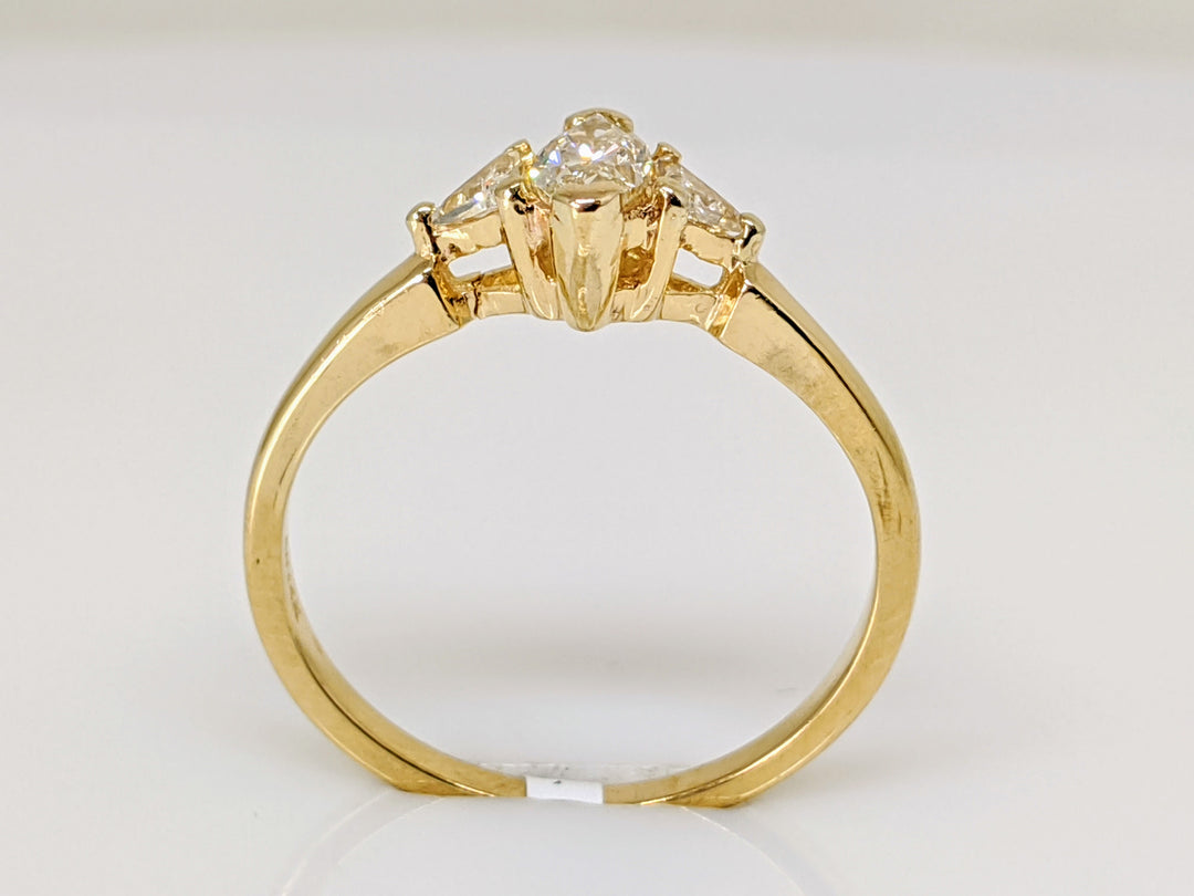 14K .51 CARAT TOTAL WEIGHT SI1 K-P DIAMOND MARQUISE WITH (2) TRILLION ESTATE RING 2.4 GRAMS