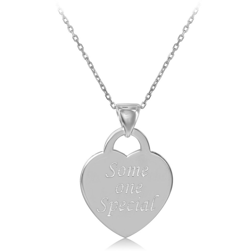 Sterling Silver Flat Heart "Someone Special" Pendant W/Chain