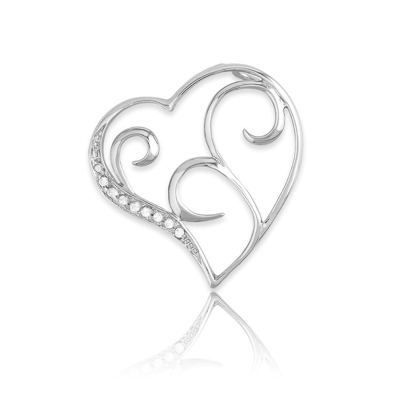 Sterling Silver Designed Heart with CZ Pendant