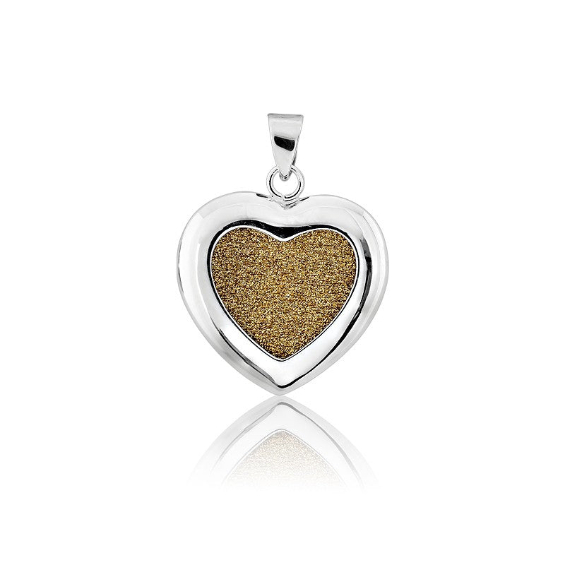 Sterling Silver Heart Sparkly Yellow Pendant