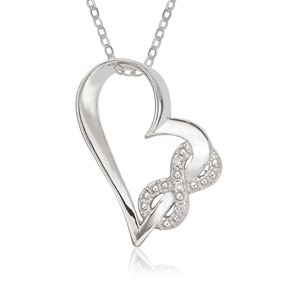 Sterling Silver Open Heart with Pave and CZ Infinity Intertwined Pendant