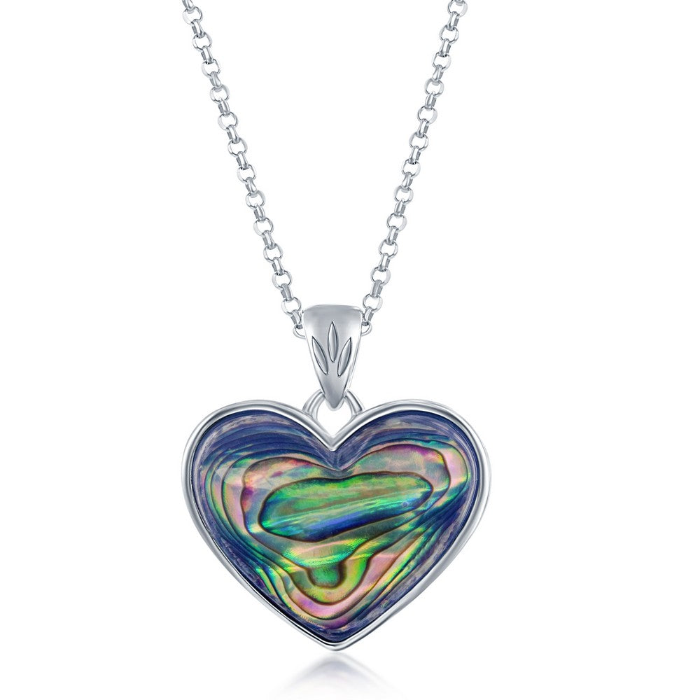 Sterling Silver Abalone Heart Pendant