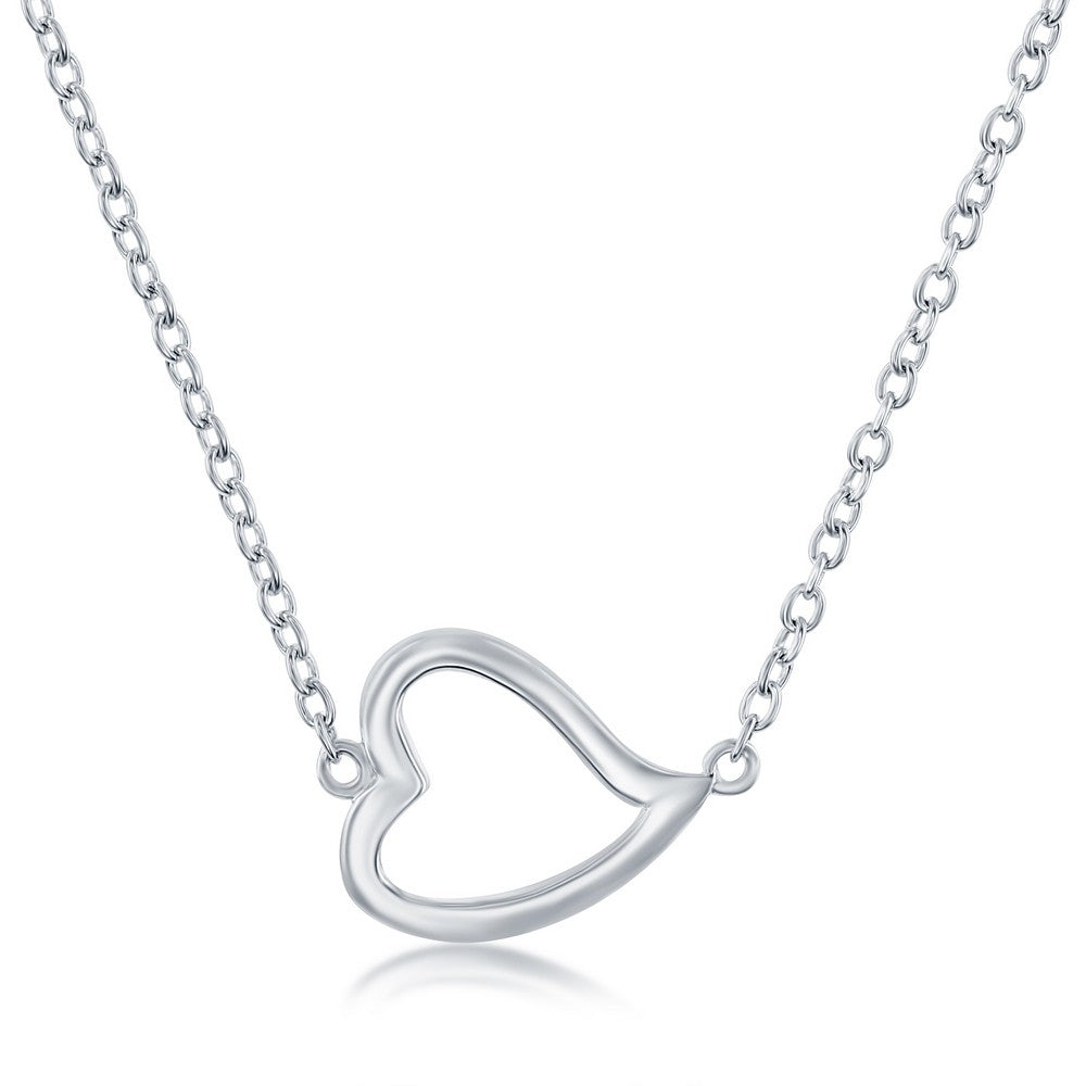 Sterling Silver Open Curved Heart Necklace