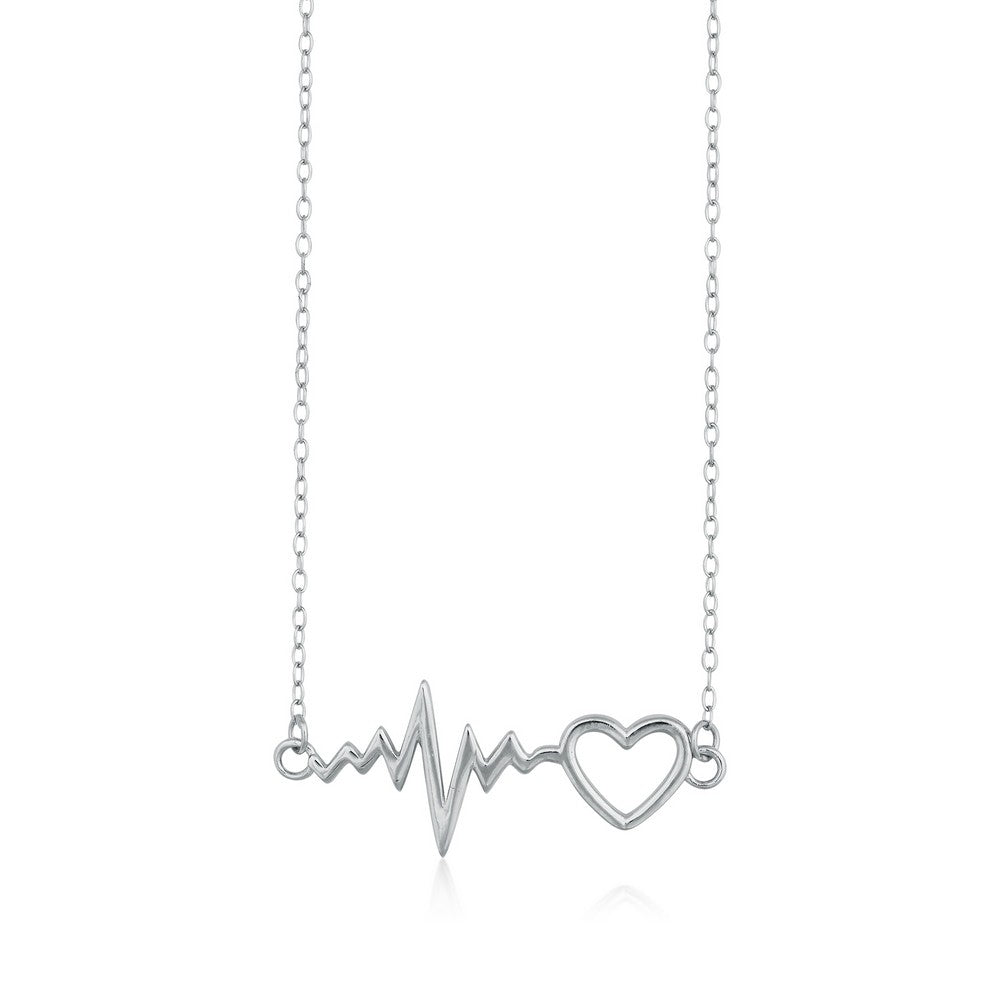 Sterling Silver Heartbeat with Heart Necklace