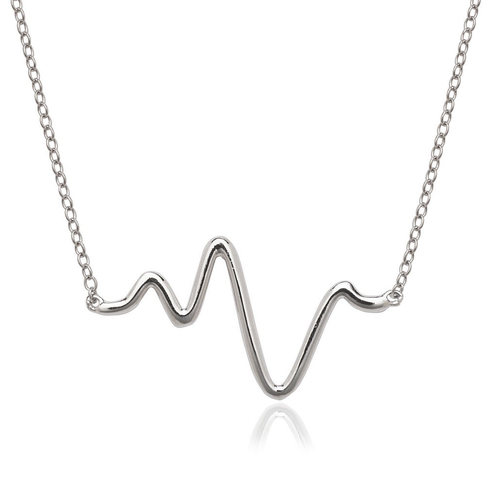 Sterling Silver Rounded Heartbeat Necklace