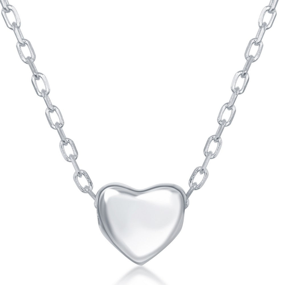 Sterling Silver Small Shiny Heart Necklace