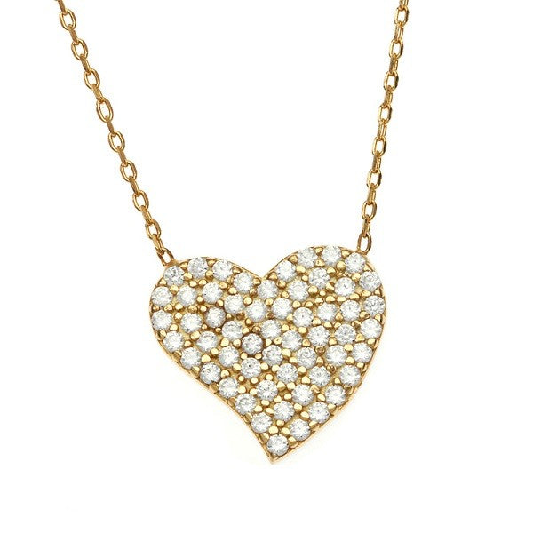 Sterling Silver CZ Heart Necklace - Gold plated