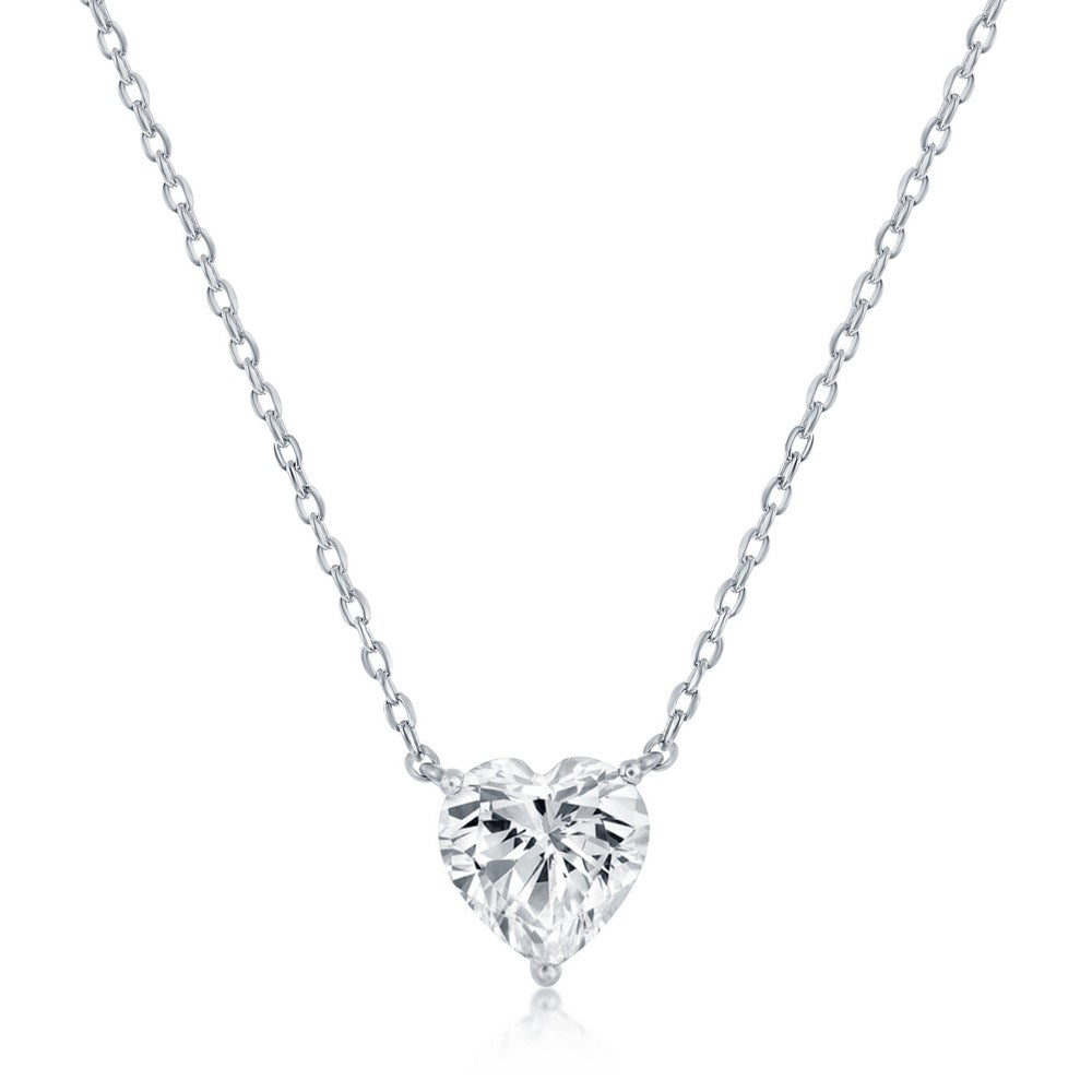 Sterling Silver 8MM Crystal "April" Heart Perciosa Crystal Necklace