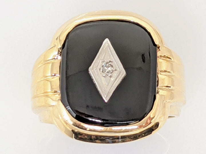 10K ONYX EMERALD CUT 12X15 WITH MELEE ESTATE RING 6.4 GRAMS