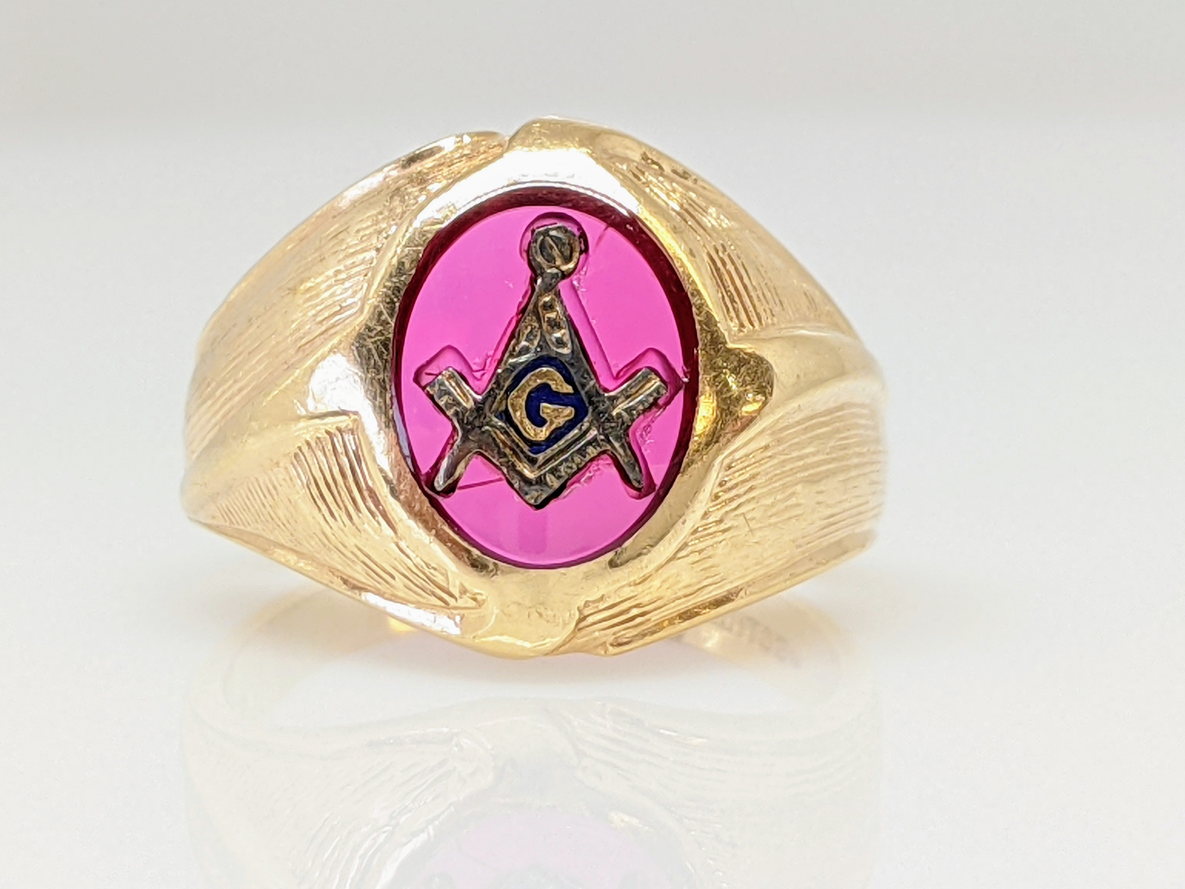 Masonic ring sale red stone