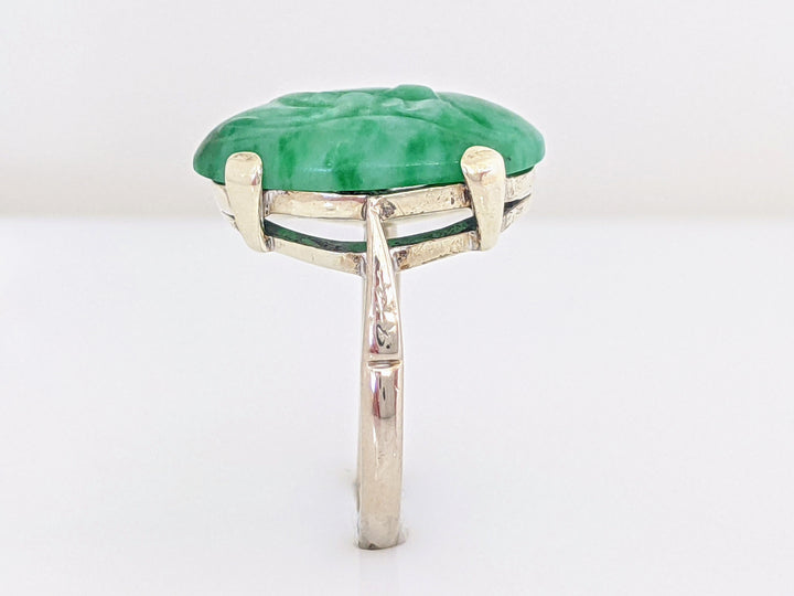 10KW JADE OVAL 12X17 ESTATE RING 4.1 GRAMS