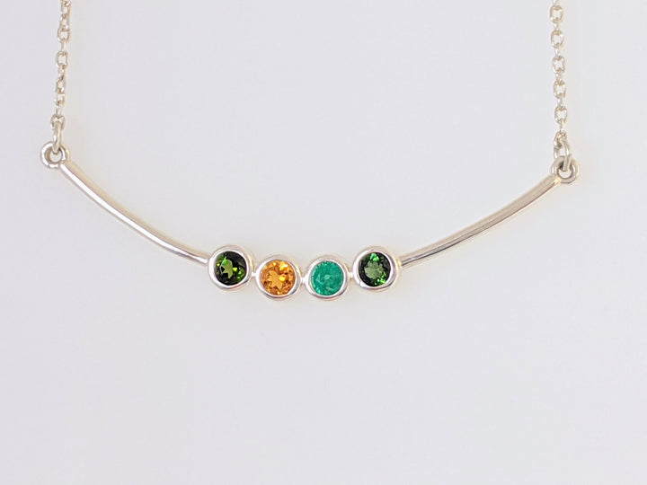 STERLING SILVER 4-STONE BEZEL NECKLACE