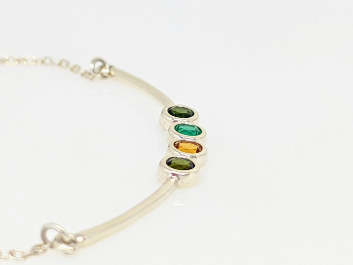 STERLING SILVER 4-STONE BEZEL NECKLACE