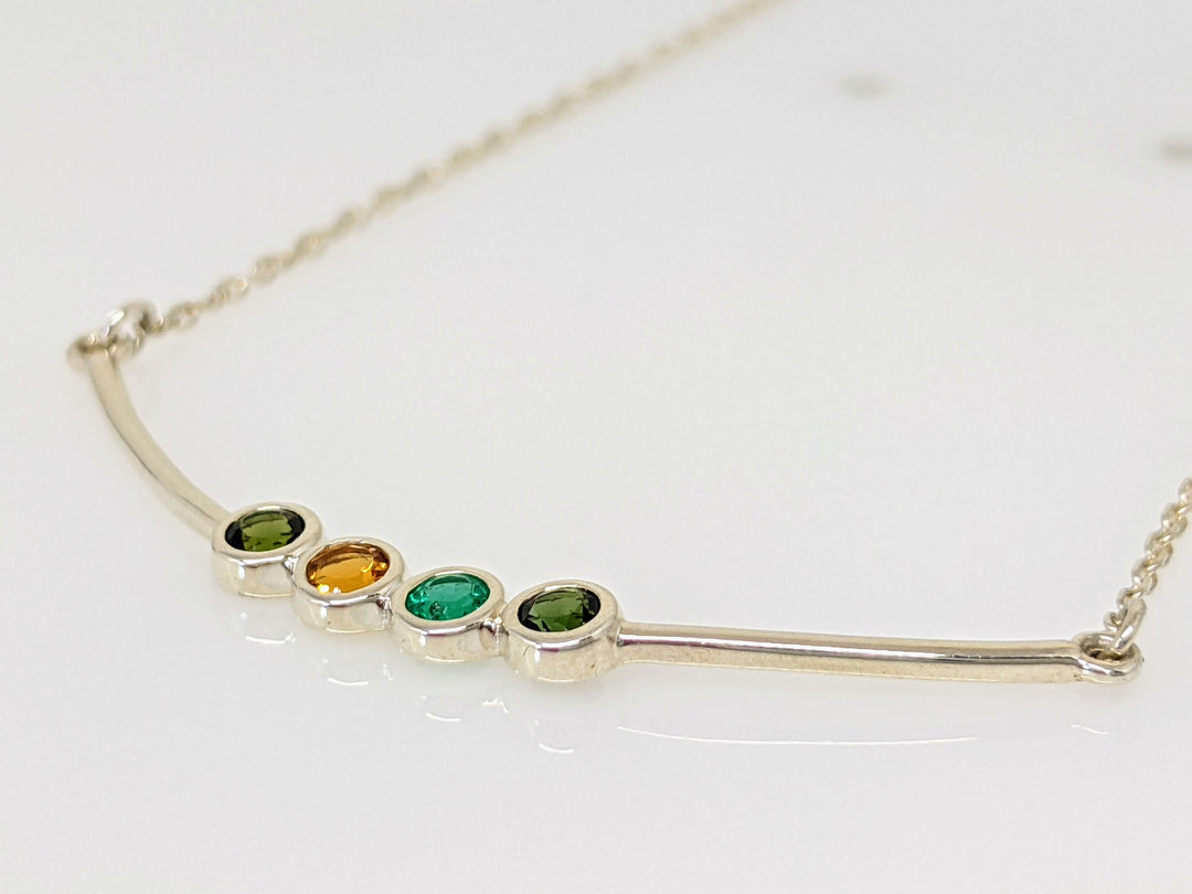 STERLING SILVER 4-STONE BEZEL NECKLACE