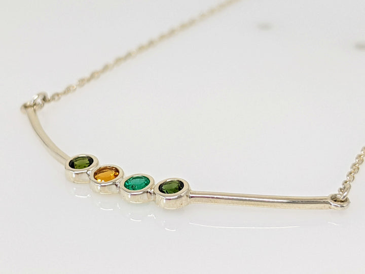 STERLING SILVER 4-STONE BEZEL NECKLACE