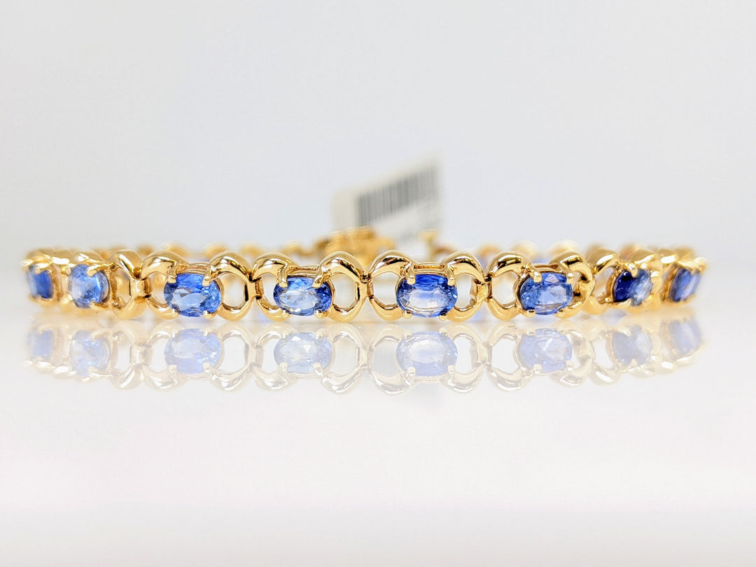 14K SYNTHETIC SAPPHIRE OVAL 3X4 (19) ESTATE BRACLET 6.5 GRAMS