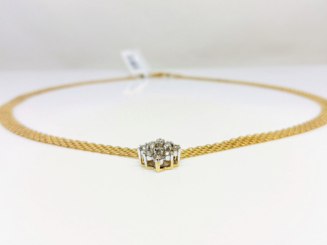 14K .76 CARAT TOTAL WEIGHT I1 J DIAMOND ROUND (19) CLUSTER ESTATE NECKLACE 11.9 GRAMS