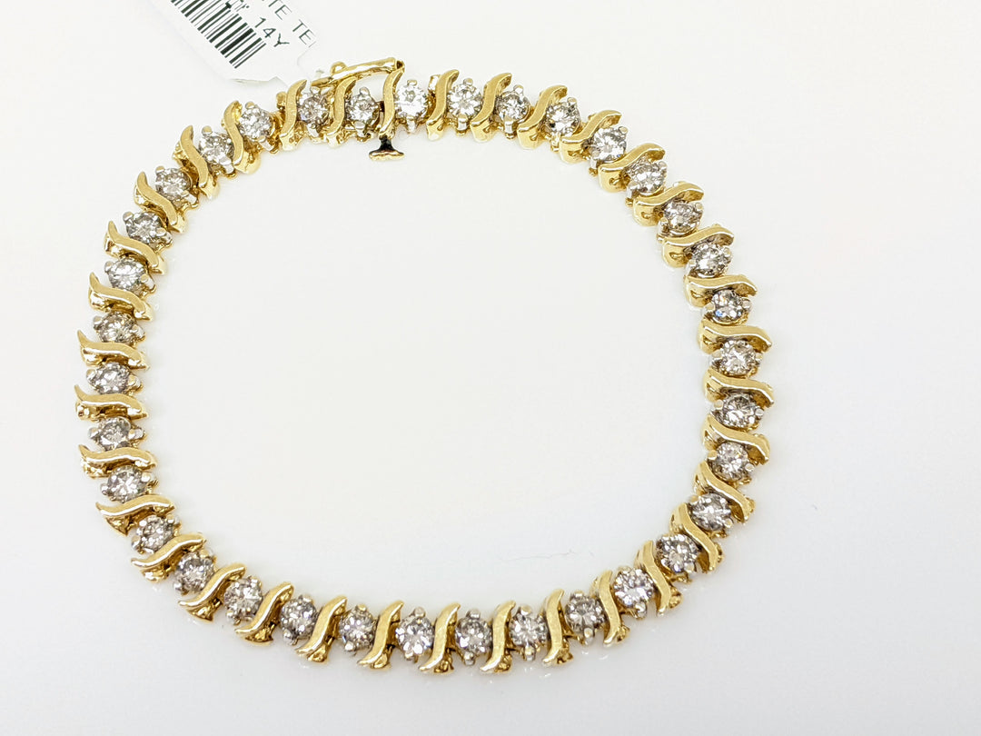 14K 4.90 CARAT TOTAL WEIGHT I1 J DIAMOND ROUND (35) ESTATE TENNIS BRACELET 16.1 GRAMS
