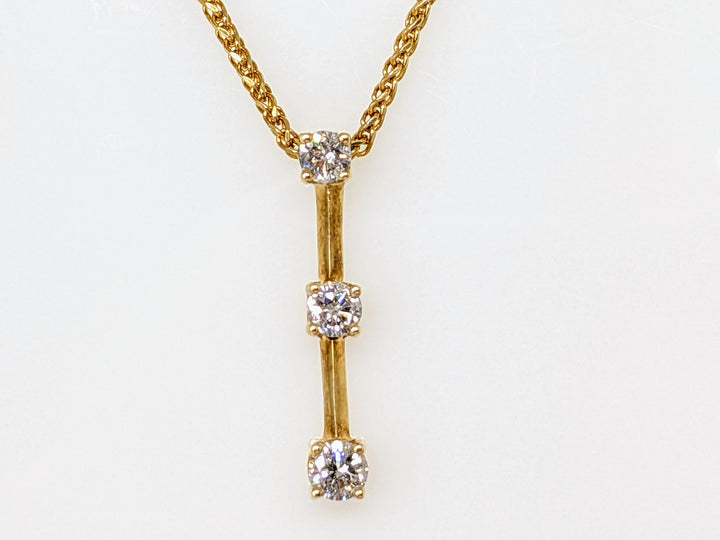 14K .45 CARAT TOTAL WEIGHT I1 H DIAMOND ROUND (3) TRINITY ESTATE PENDANT & CHAIN 4.6 GRAMS