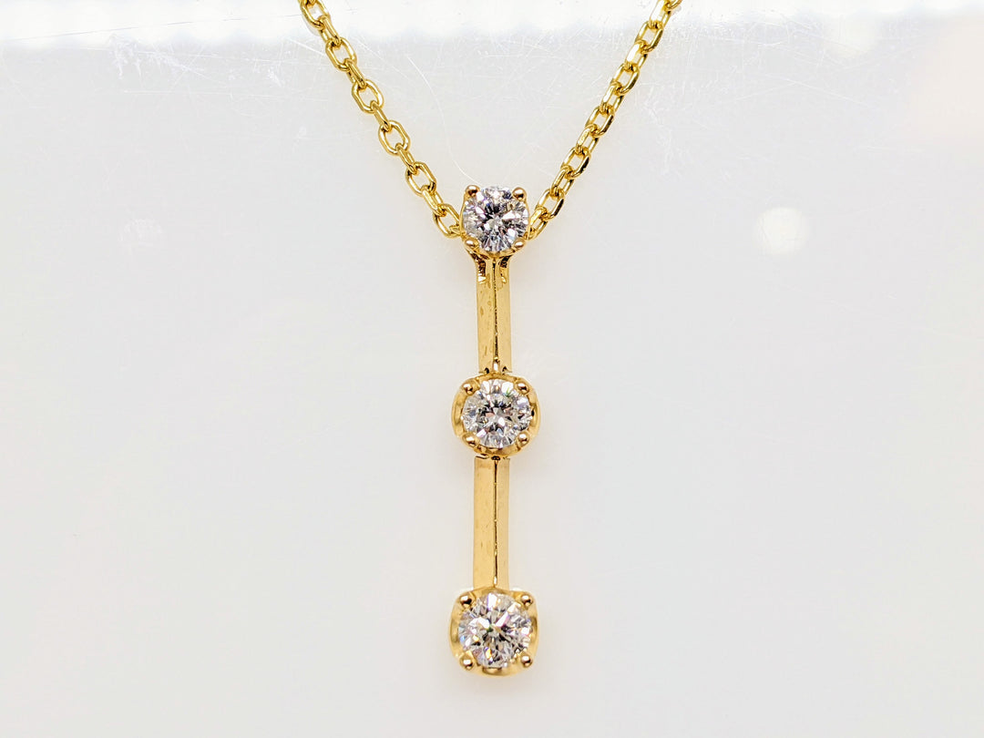 14K .42 CARAT TOTAL WEIGHT I1 J DIAMOND ROUND (3) ESTATE PENDANT & CHAIN 4.1 GRAMS