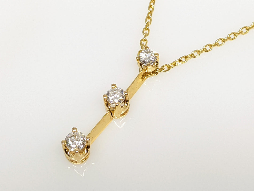14K .42 CARAT TOTAL WEIGHT I1 J DIAMOND ROUND (3) ESTATE PENDANT & CHAIN 4.1 GRAMS