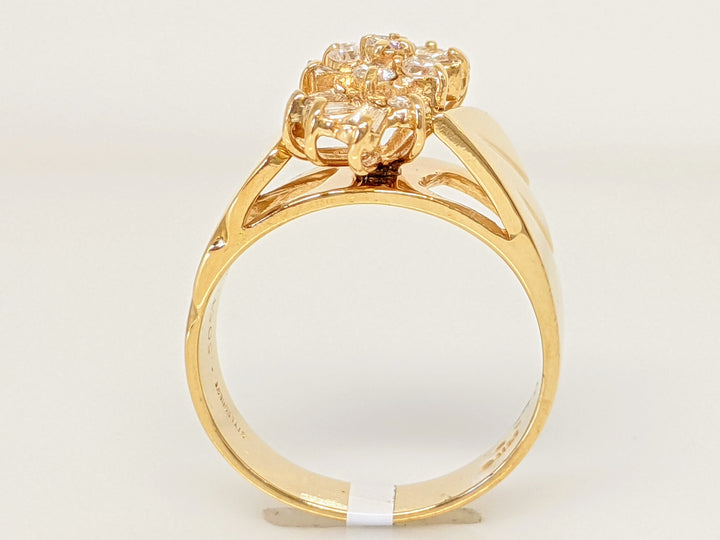 14K .50 CARAT TOTAL WEIGHT I1 G DIAMOND ROUND (7) BAGUETTE (8) CLUSTER ESTATE RING 5.8 GRAMS