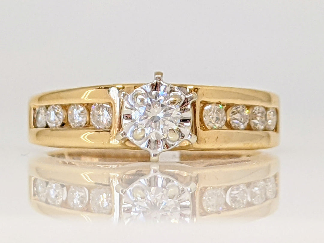 14K .43 CARAT TOTAL WEIGHT SI2 I ROUND DIAMOND (9) ILLUSION HEAD CHANNEL SET ESTATE RING